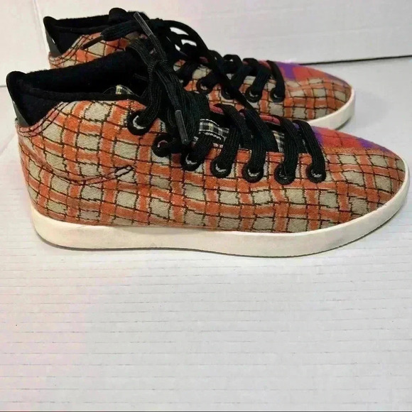 ALLBIRDS WOMENS SIZE 8 WOOL PIPER TARTAN PLAID BRIGHT COLORS PURPLE ORANGE FUNKY - Picture 3 of 10